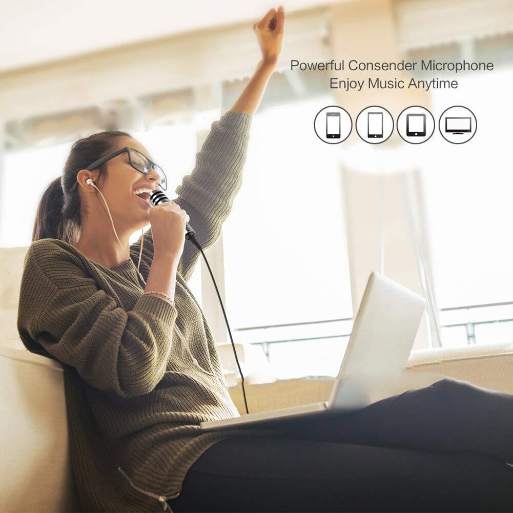 ALLOYSEED 3.5mm Pro Studio Online Sound Recording Condenser Microphone for Computer Phone Chatting Gaming Podcast Recording