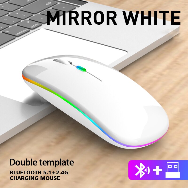 Led-funkmaus, bluetooth, tragbar, mobil, optisch, schlank, leise, drei modi, wiederaufladbar, für laptops: Weiß