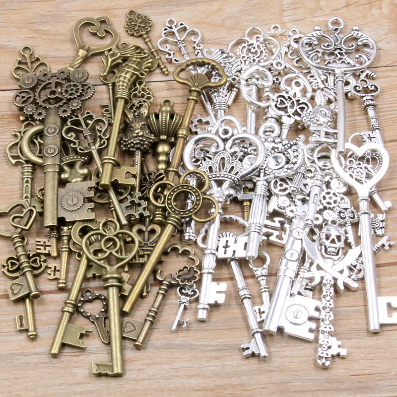 100g 50g 30g dijes de llave mezclados 6 pulseras de colores collar artesanía colgante de Metal para fabricación de joyería suministros de bricolaje al por mayor: 12 mm / Verde