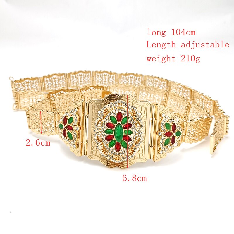 Marokkaanse Vrouwen Bruiloft Sieraden Set Abaya Taille Keten Gown Gown Riem Bruids Haar Sieraden Moslim Nationale Wedding Bijoux 2022