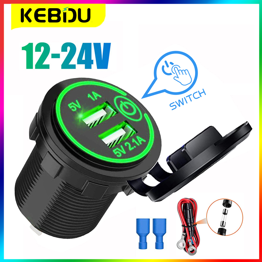 12V-24V Dual Usb Ladegerät Steckdose Wasserdicht 3,1 EINE Dual Ladegerät Buchse mit berühren Schalter für Auto Stiefel Marine Motorrad
