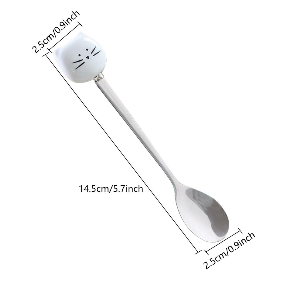Rührlöffel für Katzen, eleganter Katzenlöffel, Kaffeelöffel, Tasse, Teelöffel, lustiger Teelöffel für glattes Eis, Dessertlöffel, Kaffee: WEISS