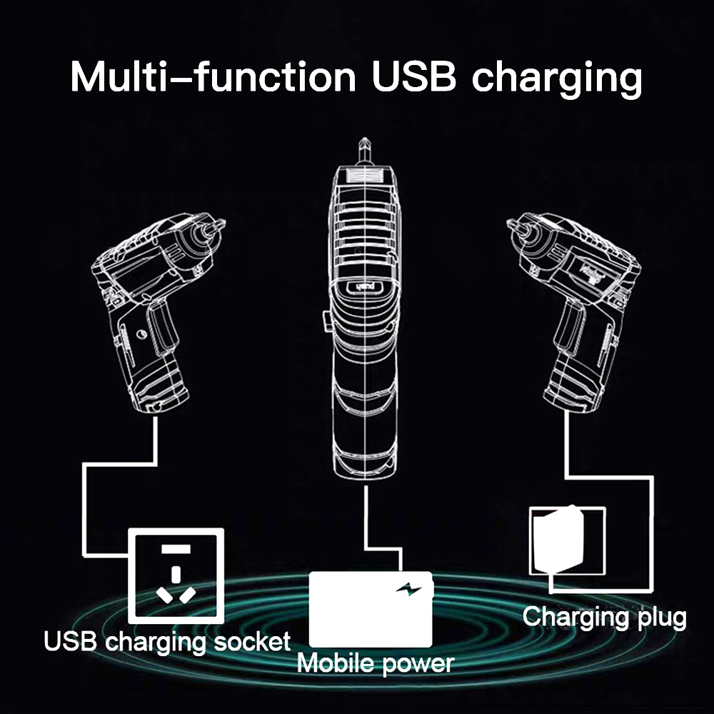 Vastar 47/16/3pcs/set Mini Electric Screwdriver USB 2-Speed Household Electric Screwdriver Drill for Door Assembly Power Tools