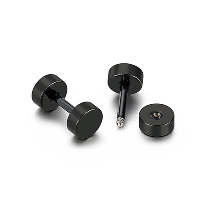 Pendientes con pasador de pastel redondo de doble cara para mujer/hombre, joyería para Piercing de cartílago de oreja de acero inoxidable, 2 uds.: Blanco / Rodio plateado