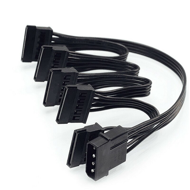 Cable de alimentación IDE de 4 pines a 5 puertos, conector Molex de 4 pines a Puerto SATA múltiple, Cable de alimentación de 18awg para disco duro, HDD, SSD y PC: Default Title