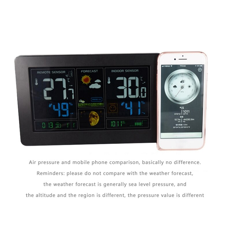 WiFi Weather Station Smart Weather Monitor Indoor Outdoor Temperature Humidity Barometric Digital Clock(EU Plug)