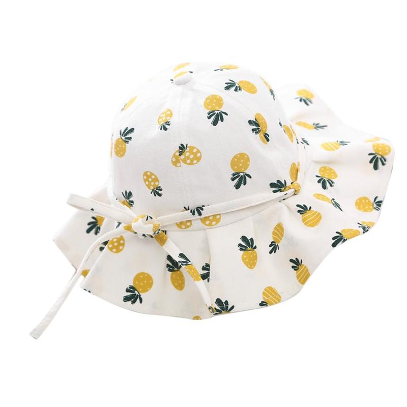 Lindo verano bebé niña sombrero de cubo impresión al aire libre Sombrero con lazo chica chicos, niños, bebés playa Sombrero de Panamá Intant sol V3O8: white