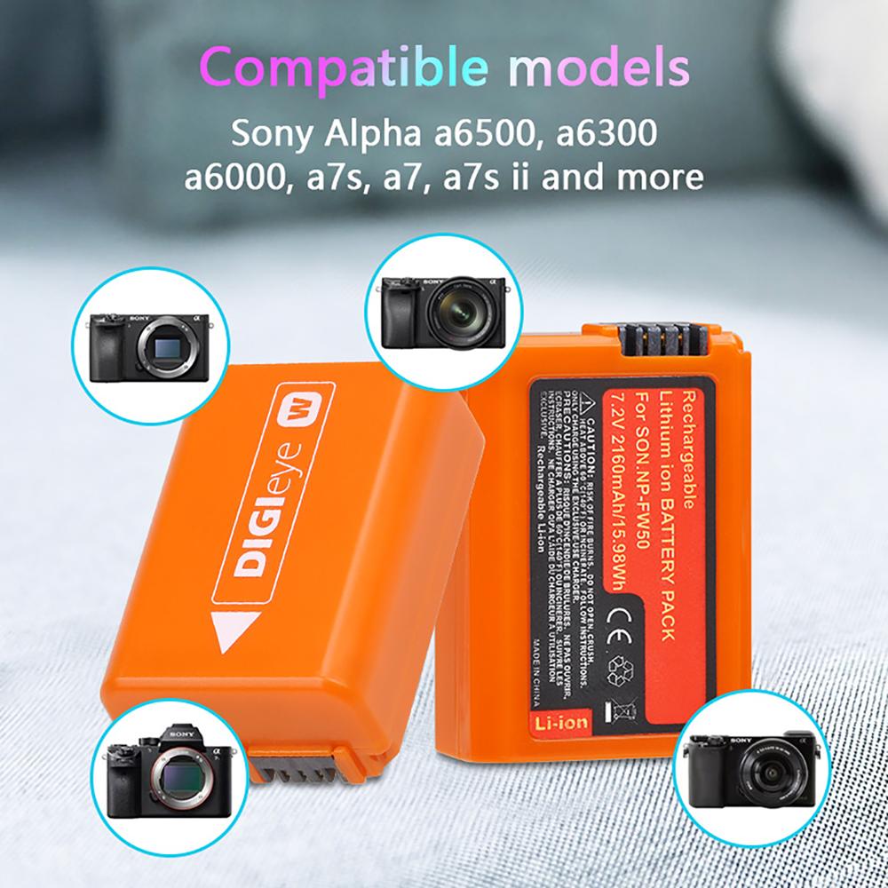 Np -fw50 npfw 50 np fw50 batteri + led dubbel laddare för sony alpha  a7 a7ii a7r a7 rii  a6000 a6300 a6400 a6500 rx10 rx10ii