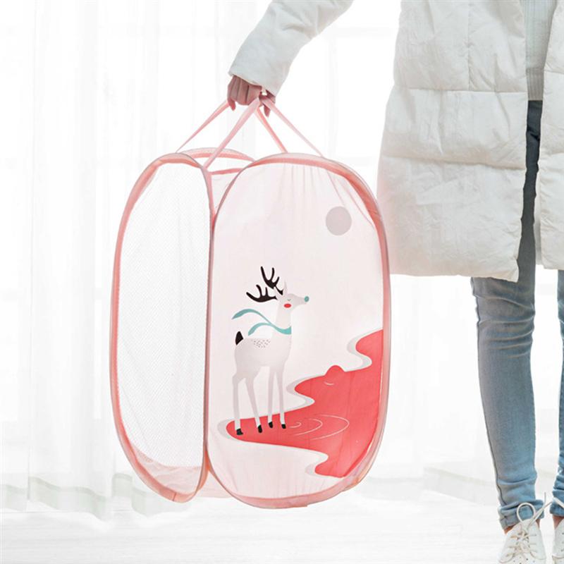 1pc Lanudry Bag Lightweight Durable Large Capacity Foldable Cartoon Lanudry Bag Clothes Organiser For Hotel Bathroom Home