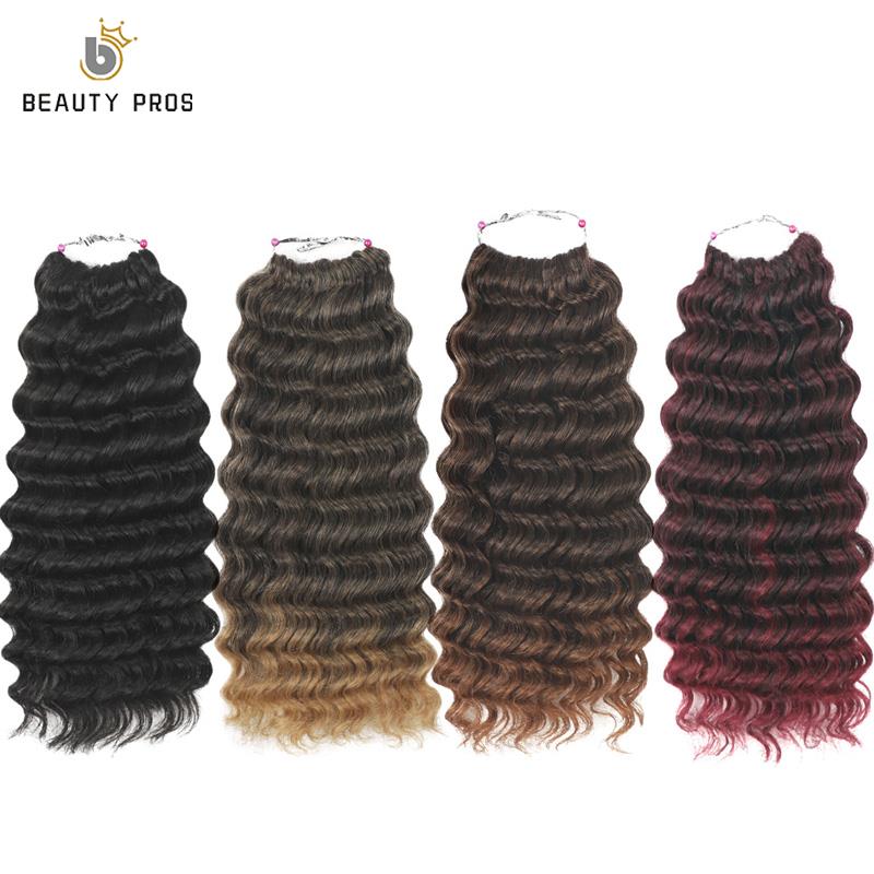 Synthetic Deep Pop Curl Crochet Braiding Hair Extensions 8" Short Ombre Marley Deep Wave Hair Weave Bundles 2Pcs/pack