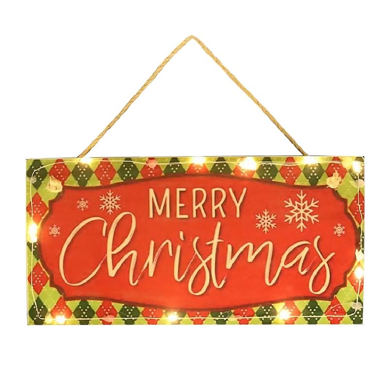 Lysende tre dør hengende skilt juletre ornament tre Gud jul skilt tre dør vegg hengende ornament bord: En