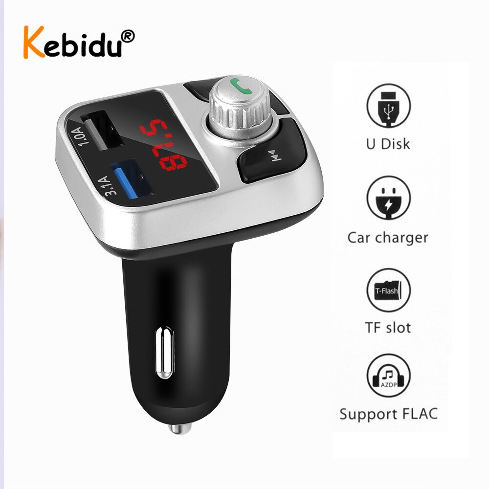 Dual USB 3.1A Phone Charger Bluetooth 4.2 FM Transmitter Modulator Wireless U-disk TF card playing adapter Hands free Car Kit