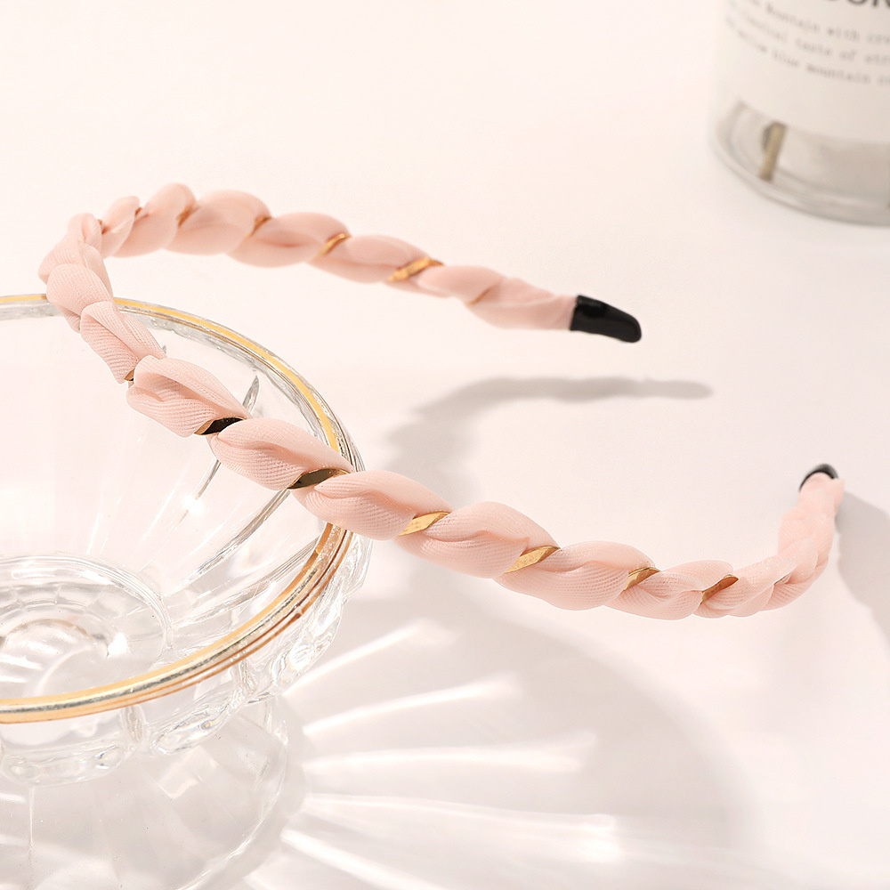 Diademas de Organza para mujer, bandas de aro para el pelo tejidas cruzadas, de Corea, diadema de Metal de Seda brillante, accesorios para el cabello para niñas, turbante: Negro