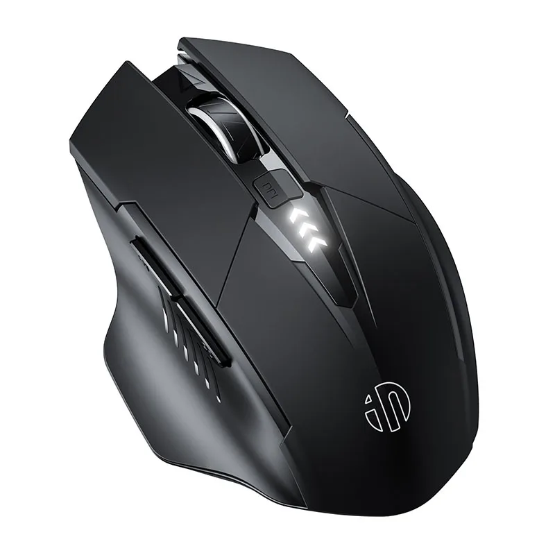 INPHIC F1 2,4G ratón inalámbrico 500mAh ergonómico recargable pantalla de energía Oficina hogar silencioso ordenador portátil de escritorio Universal: Negro