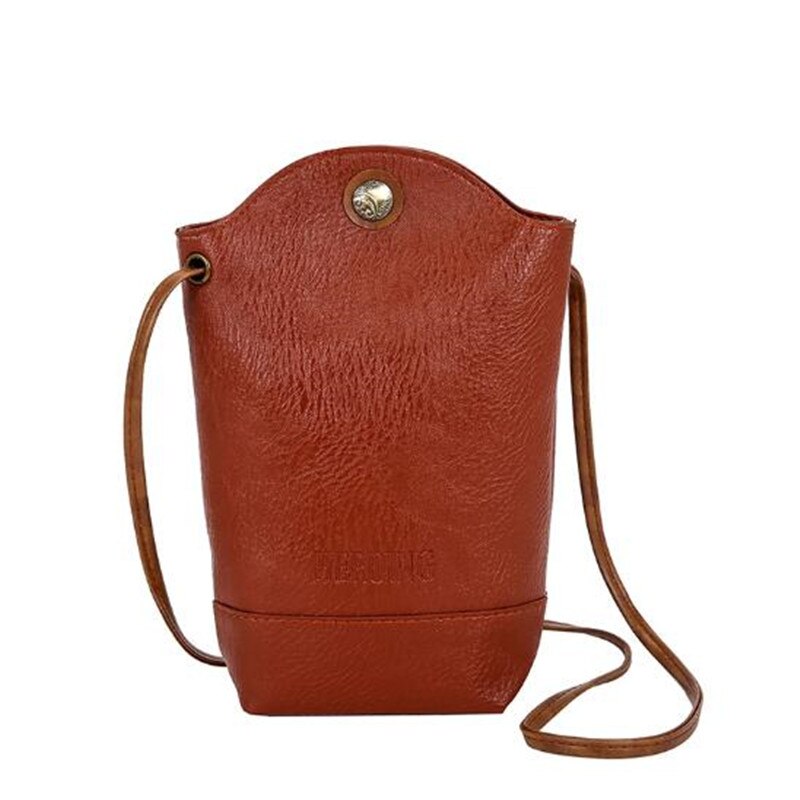 Damska torba na telefon komórkowy Kobiece torby na ramię posłaniec Crossbody retro Pu Skórzane torby mini torebki 2020 Nowość: kawa