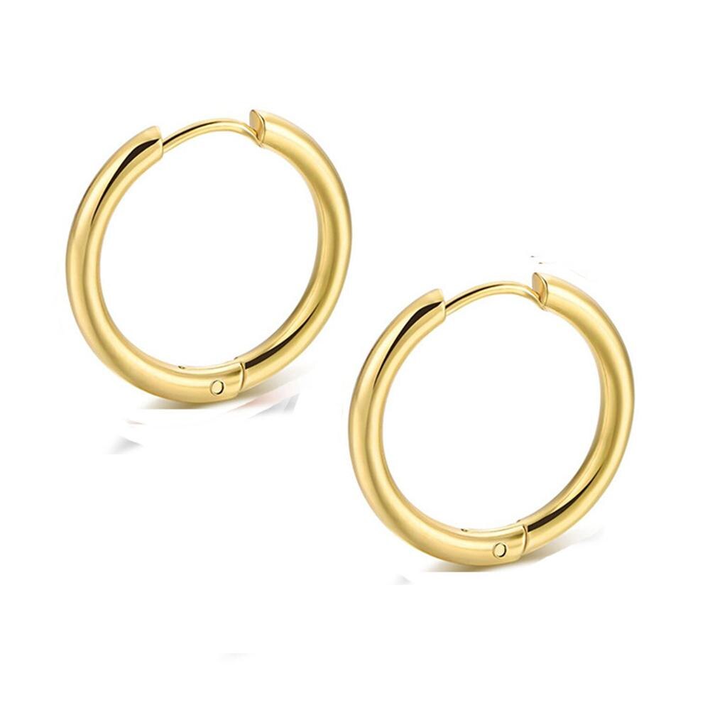 1 Paar Roestvrijstalen Oorringen Voor Vrouwen Meisje Gouden Kleur Huggies Stud Eenvoudige Kleine Cirkel Helix Piercing Hoepels Oor Sieraden: YELLOW / Goud-kleur