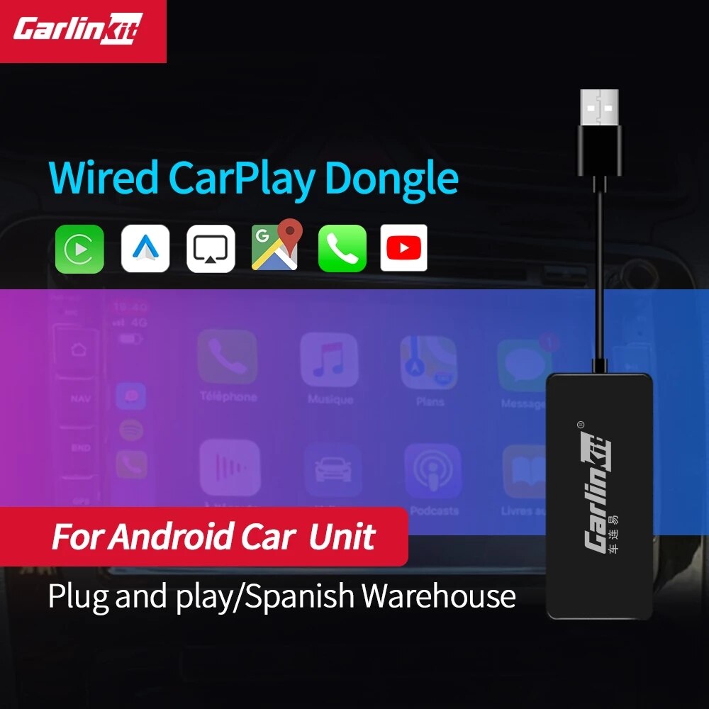 Carlinkit usb carplay dongle / android auto til android bil android multimedieafspiller iphone android telefon kablet autokit sort