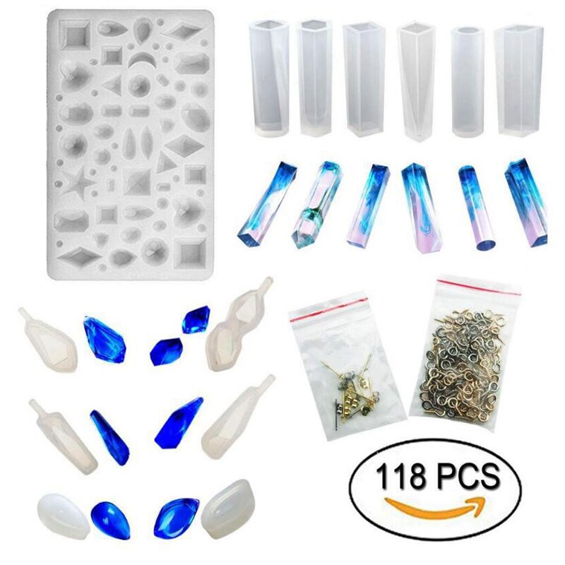 184 pezzi di Stampo In Silicone Della Miscela Bastone Contagocce Catenaccio Gioielli FAI DA TE Che Fanno Gli Accessori Strumenti di Stampi Geometrica Resina Epossidica Combinat: C010