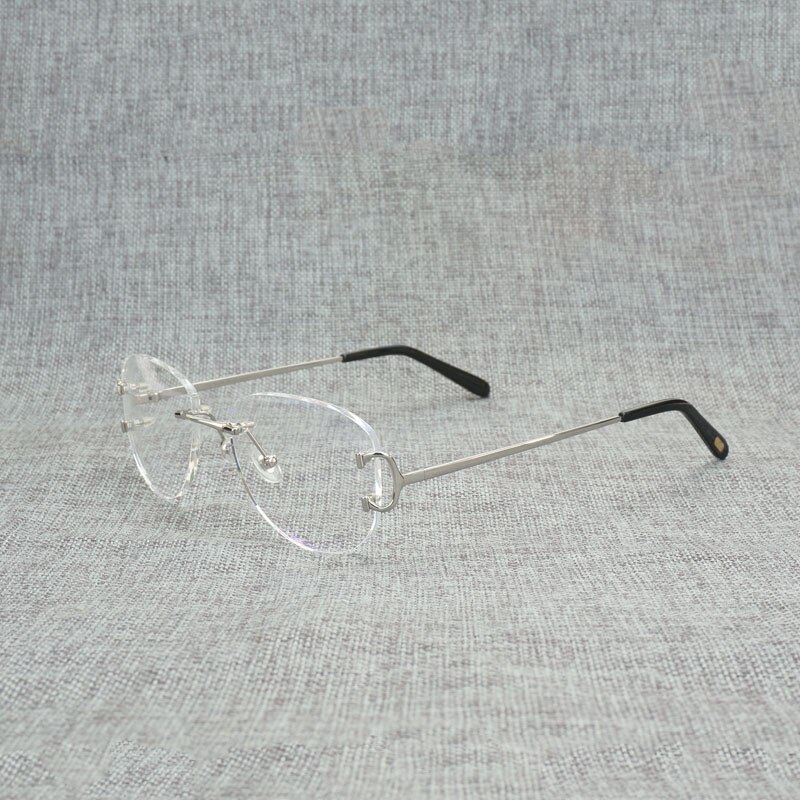 Vintage kantløse firkantede klare briller mænd ovale c wire briller optisk metalramme oversize briller kvinder til læsning af oculos: Sølv oval