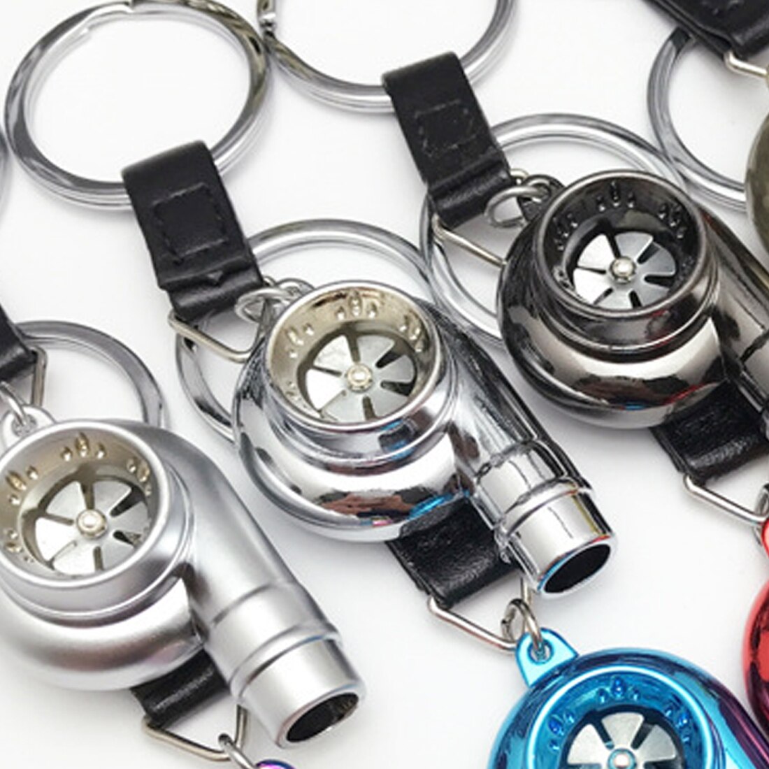 Dewtreetali Real Whistle Sound Turbo Keychain Sleeve Bearing Spinning Auto Part Model Turbine Turbocharger Key Chain Ring