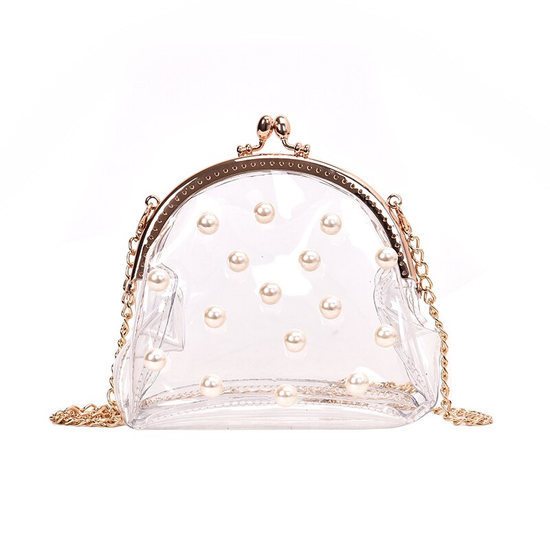 Yl transparante jelly parel clip tas zomer pvc dames handtas ketting mini schoudertas messenger bag