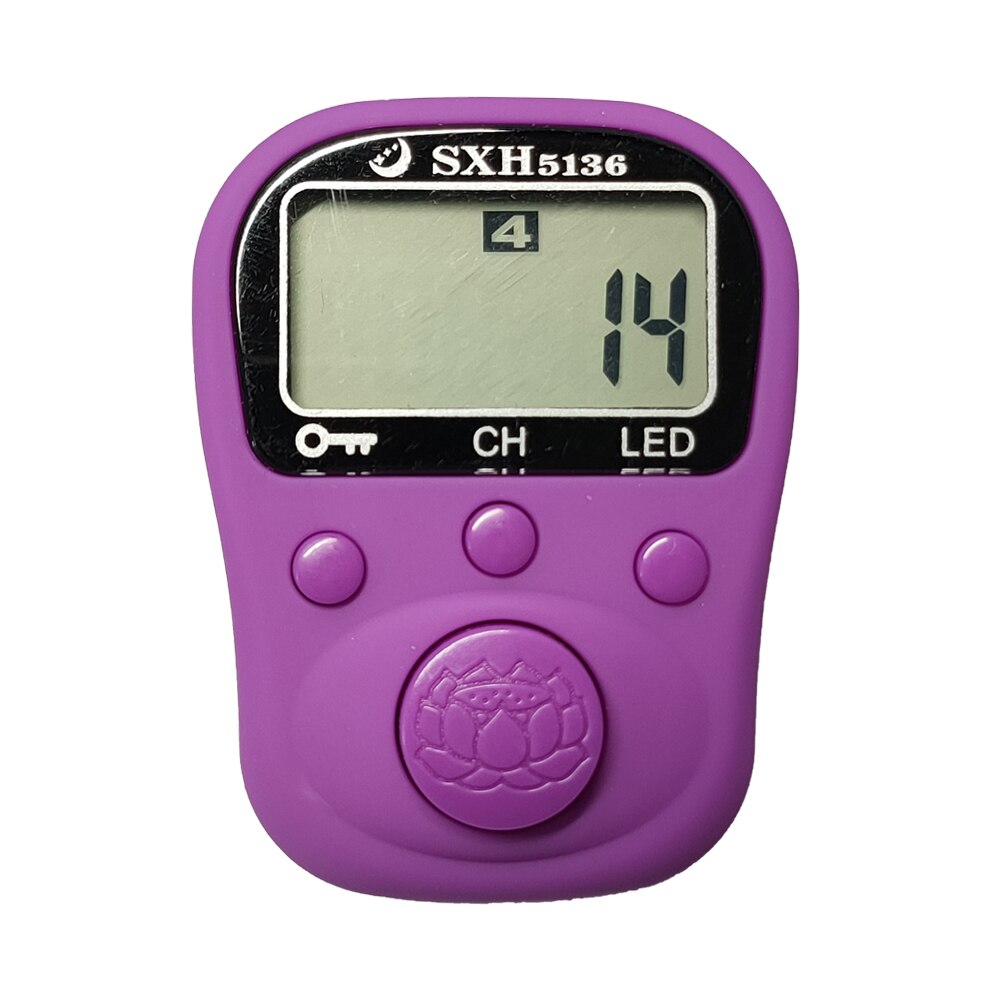 6 Digitale Lcd Elektrische Hand Tally Ring Teller Oplaadbare Batterij Led Licht 5 Kanalen Key Lock Functie Geschenkdoos Verpakking: Purple