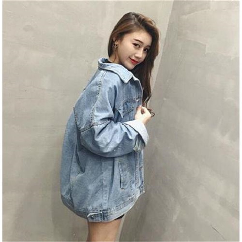 Herfst Vrouwen Losse Basic Jassen Vrouwelijke Jeans Jas Feminino Slanke Denim Jas Oversized Bomber Streetwear Veste Femme