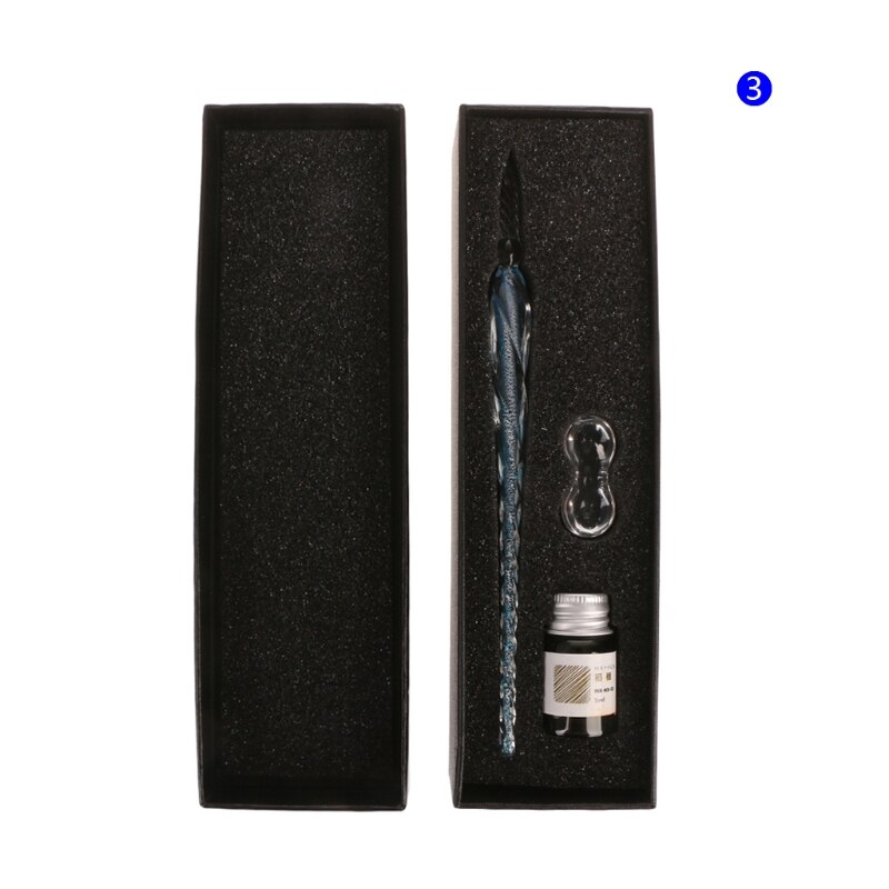 1 Pc Crystal Glass Dip Pen Set Non-carbon Ink Fountain Signature Pen Writing Tools Soda Lime Glass Pen: 3