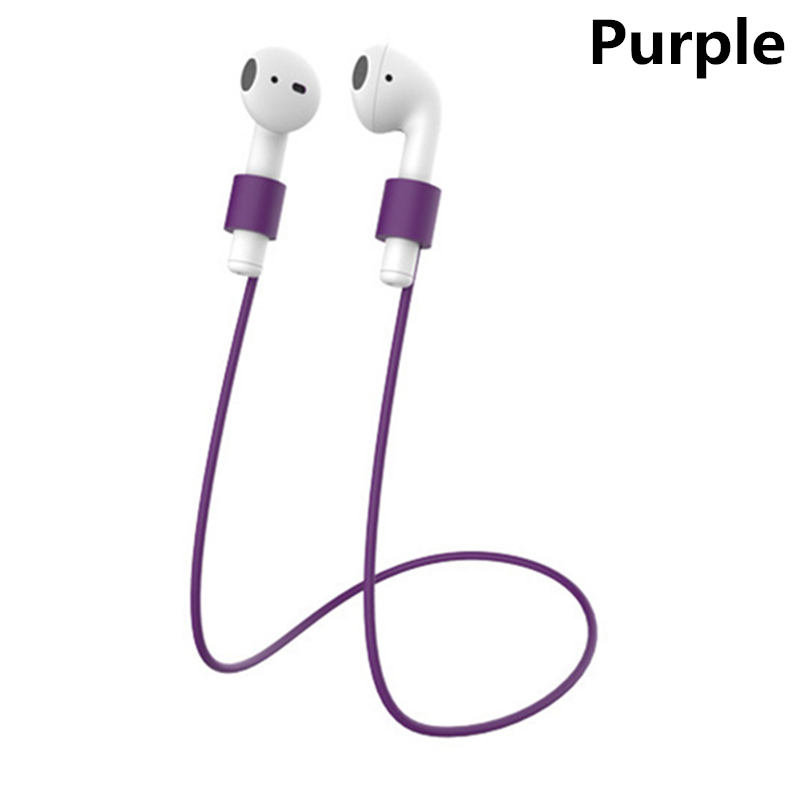 Correa para Airpods, cuerda antipérdida para Airpods, cordón de silicona para Airpods, compatible con cuerda para Airpods, almacenamiento de auriculares antipérdida: Morado