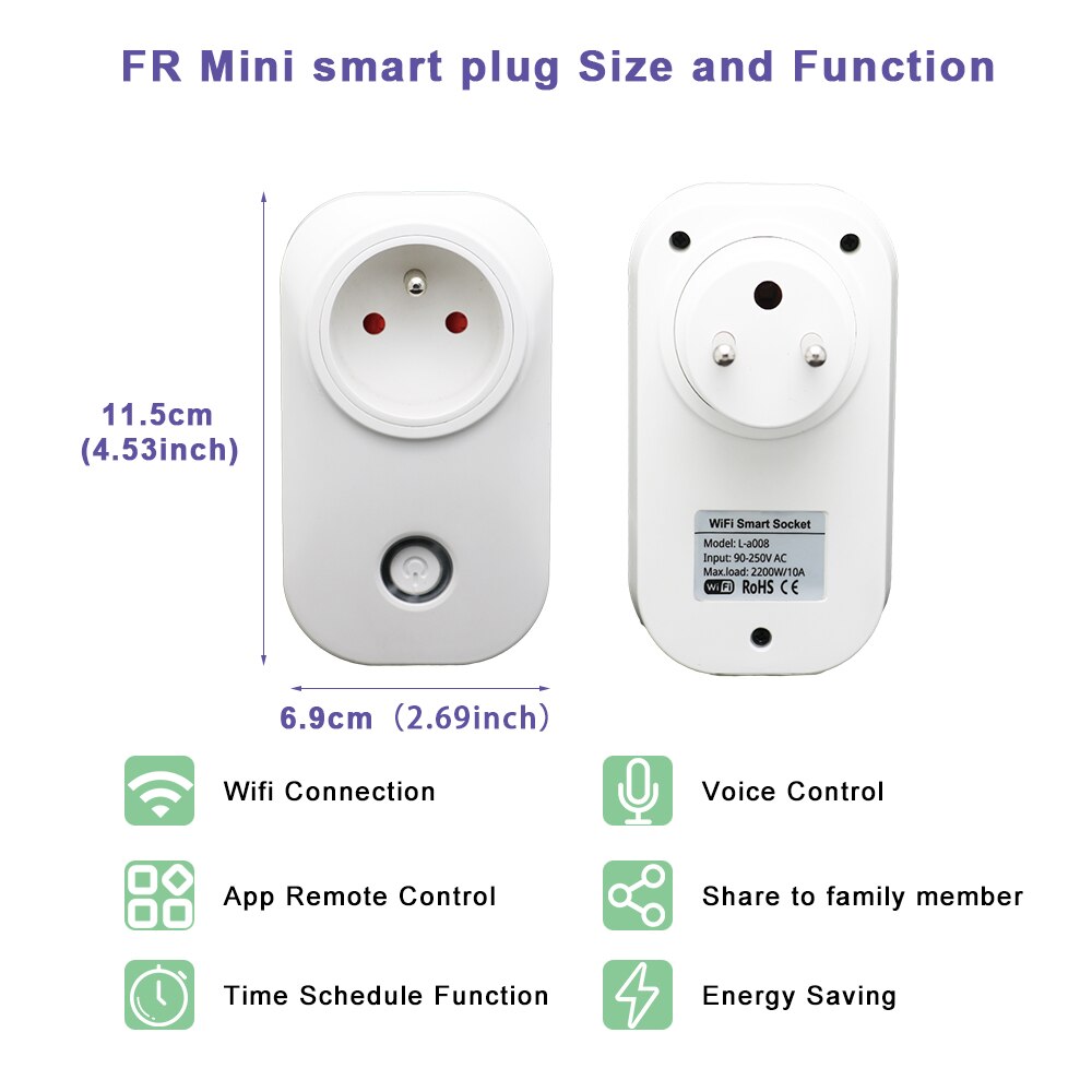 10A Fr Smart Wifi Plug Remote Voice Control Power Monitor Stopcontact Adapter Timing Functie Werk Met Alexa Google Thuis tuya