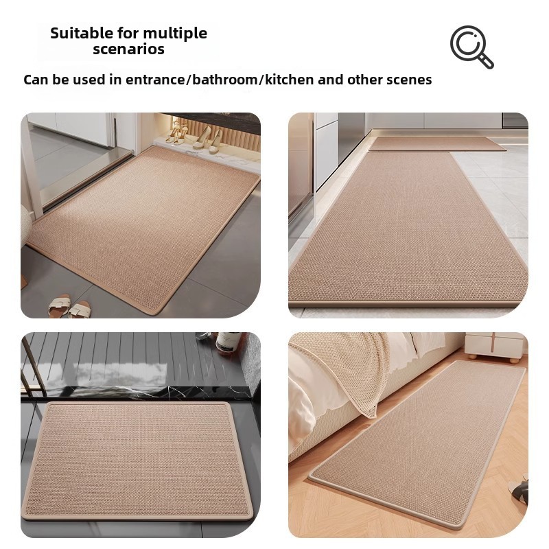 Tapis de cuisine en lin absorbant l'eau et l'huile, Polymères de sol longs, Anti-alde, Anti-chute, Entrée de portes, Coussin de pied