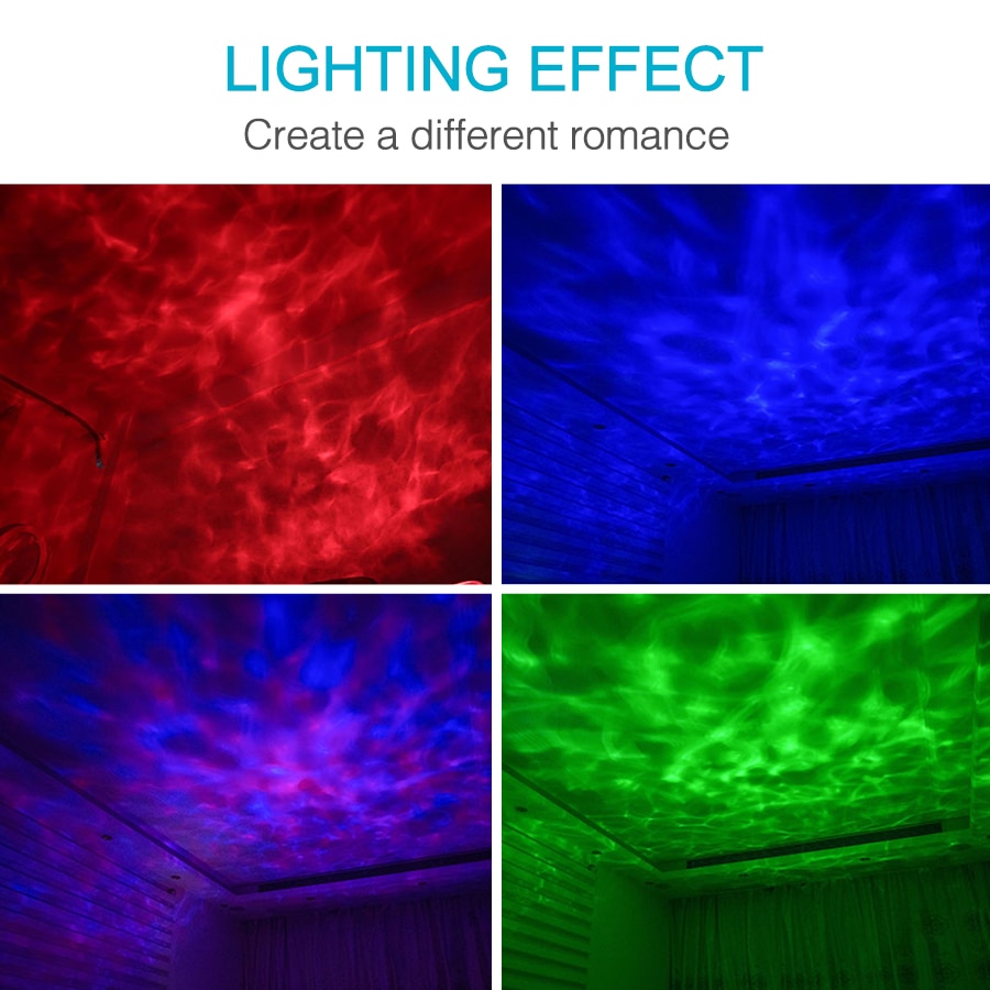Lucky Stone Ocean Wave Projector Night Light Lamp Bluetooth Music Player Remote Control Water Wave Color Led Projector For Baby