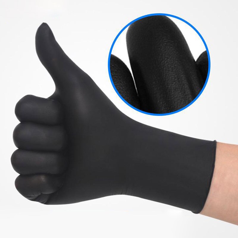 100/20 stk. latex nitrilhandsker til engangsbrug universal rengøringsarbejde fingerhandsker beskyttende for sikkerhed sort  st04