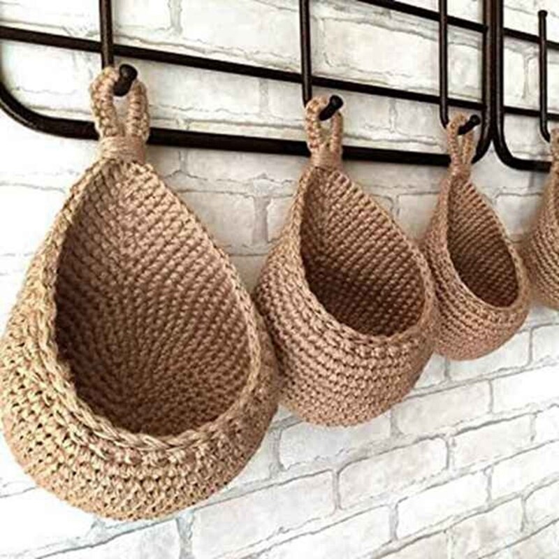 Panier de rangement de pommes de terre et d&#39;oignon en Jute, pour garde-manger, décor de cuisine Boho, paniers de fruits suspendus pour la cuisine