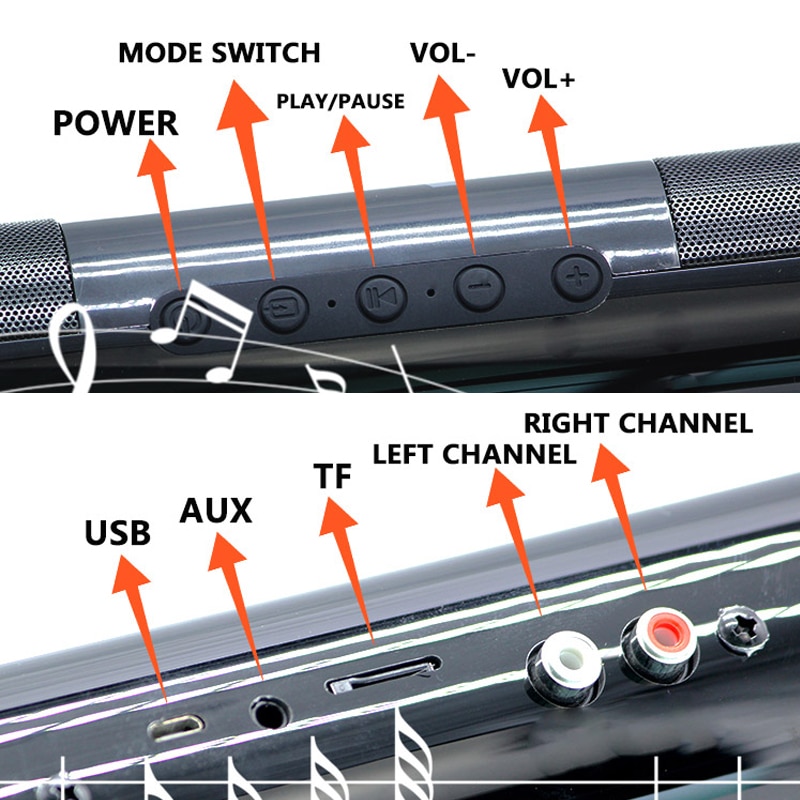 Barra de sonido envolvente TWS100W, 40W, con cable y Bluetooth, para PC, cine, altavoz, TF, AUX