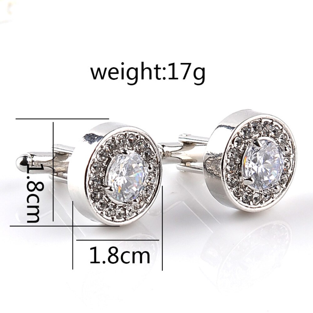 Gemelos de negocios con diamantes de imitación brillantes para hombre, camisa de de boda, color blanco y morado, redondos, accesorios,