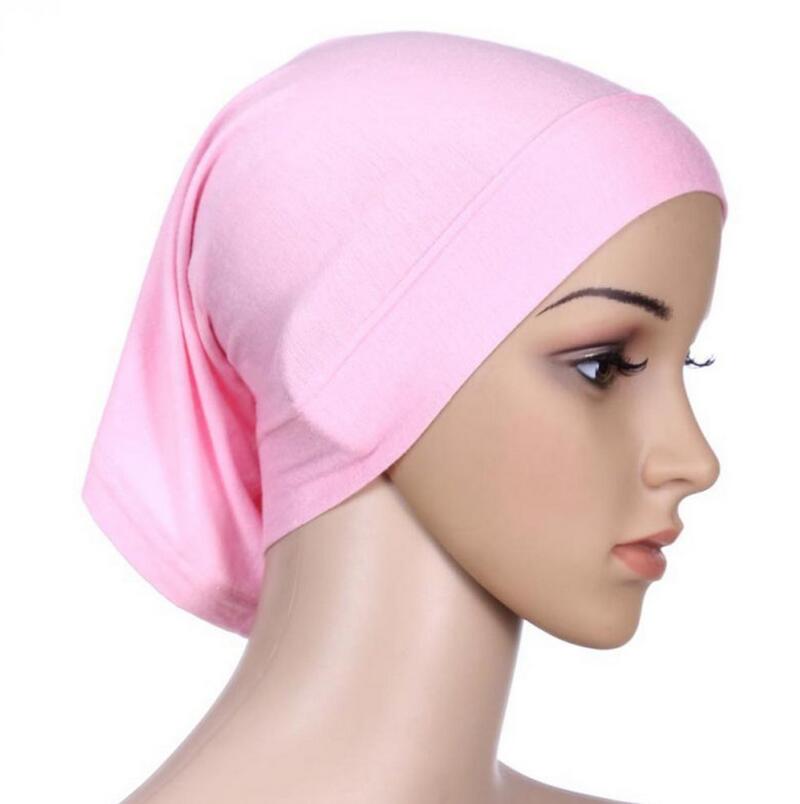 Djgrster stretchbar hijab undersjal keps sjal muslim islim halsduk inre pannband hijab polyester fiber 15 färger: Rosa