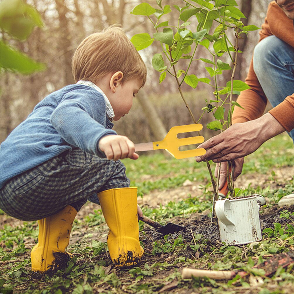 1 Set Garden Digging Tools Kids Garden Tools with Rake Fork Shovel and Trowel