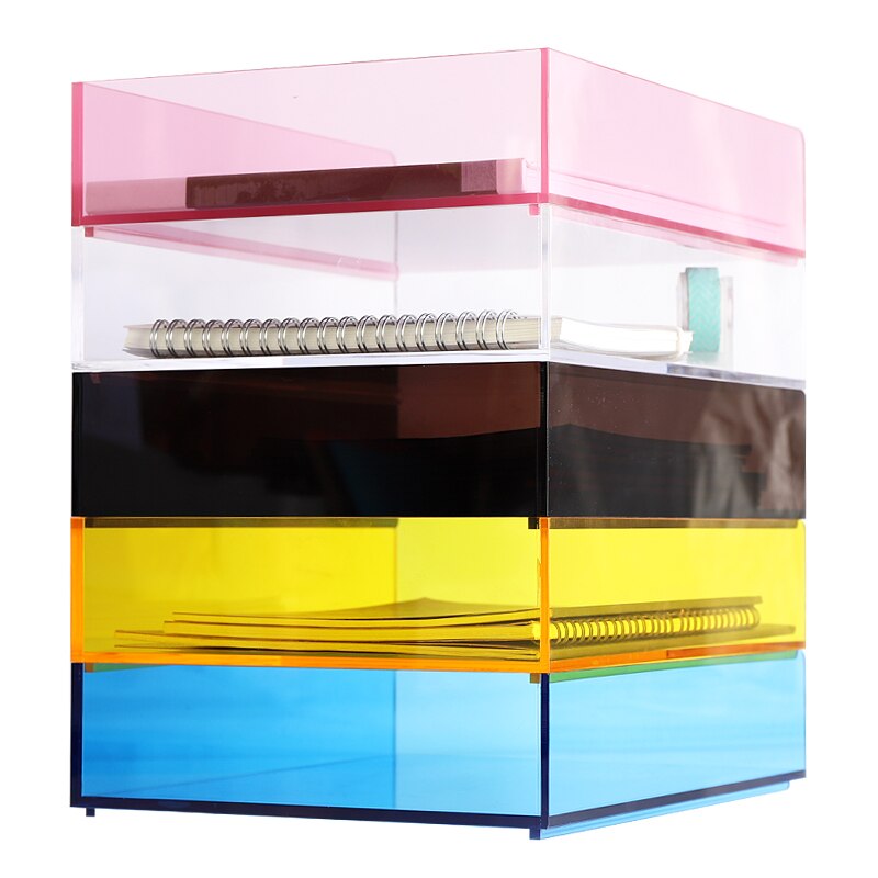 single colorful crystal strong sturdy file storage transparent acrylic magazine file tray