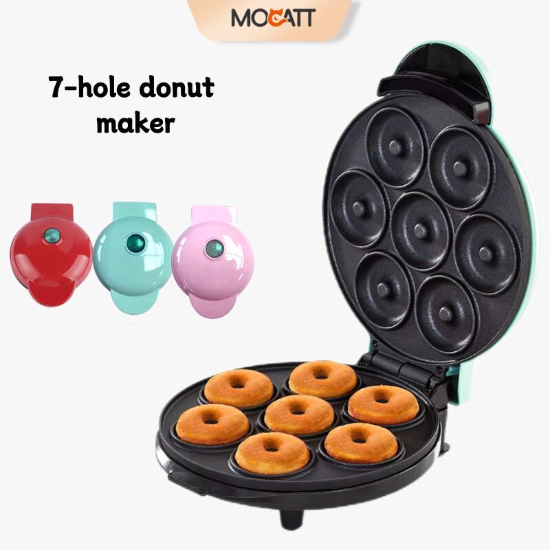 MOCATT Máquina para hacer rosquillas multifuncional de 7 orificios, adecuada para hornear en casa, desayuno en la cocina, gofres, postres, sándwiches y tostadas