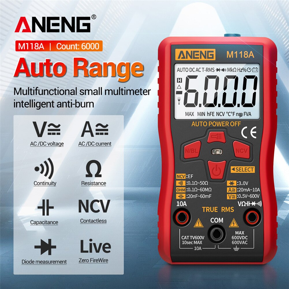 ANENG M118A Digital Multimeter True RMS AC/DC Voltage Current Meter NCV Tester Measuring Resistance Tool