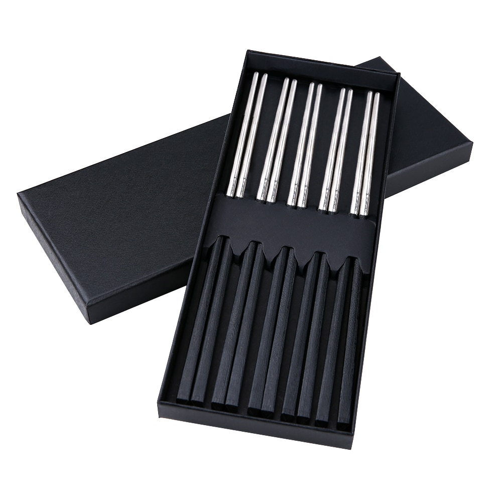 Palillos chinos de titanio con fibra de carbono para exteriores vajilla exquisita antideslizante Palillo Chino palillos chinos reutilizables: 5 Pairs