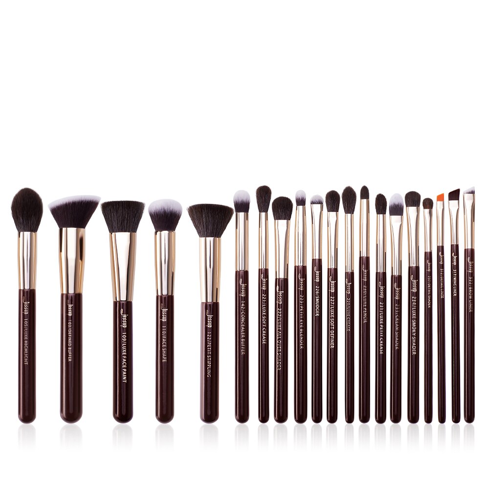Jessup sort/sølv makeup børster sæt make up børste værktøj kit foundation pudder børster naturligt-syntetisk hår: G3-t281-20 stk