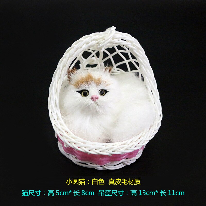 Cesta colgante con forma de gato de simulación, artesanía de juguete de felpa, juguetes blandos de para estudiantes y niños, decoración para de vacaciones, peluches de vocalización: 17 Vocalization