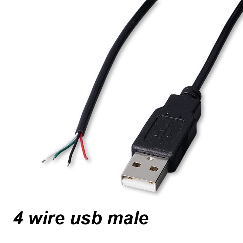 Micro USB hembra Jack 4 pines 2 pines macho hembra fuente de alimentación línea de datos Cable de carga conector de cable de extensión Q1: Blanco / 2 m