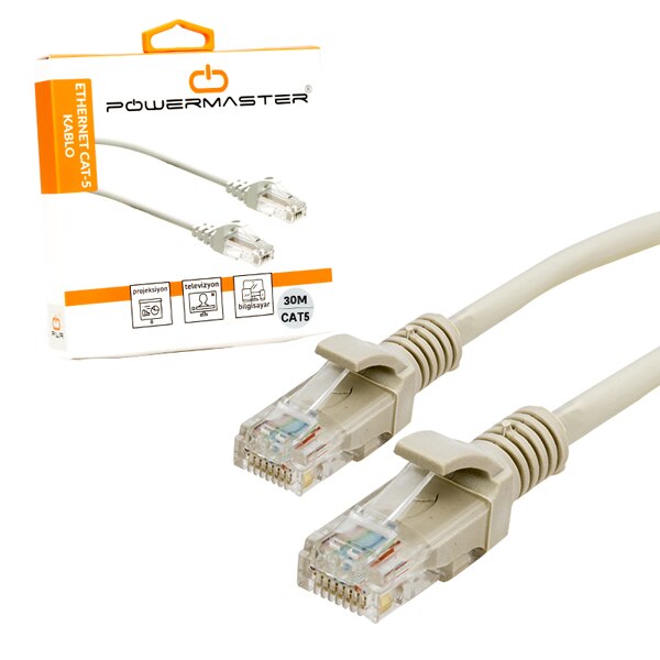 Kabel. CAT5 30 Meter Grijs Boxed Powermaster