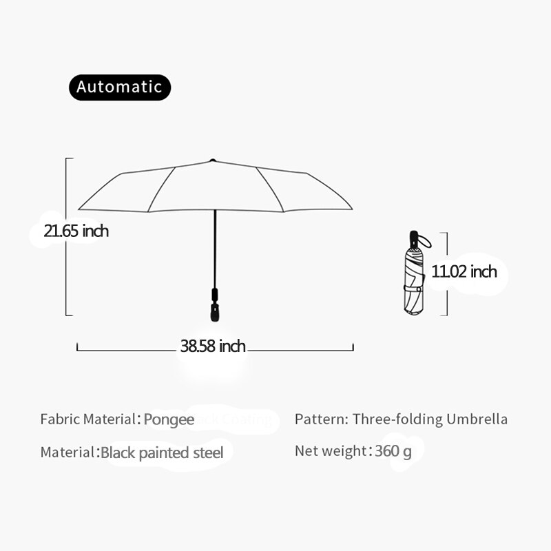 Automatic Oil Umbrella Women Sun Umbrella Rain Black Coating Anti-uv Female 3-fold paraguas