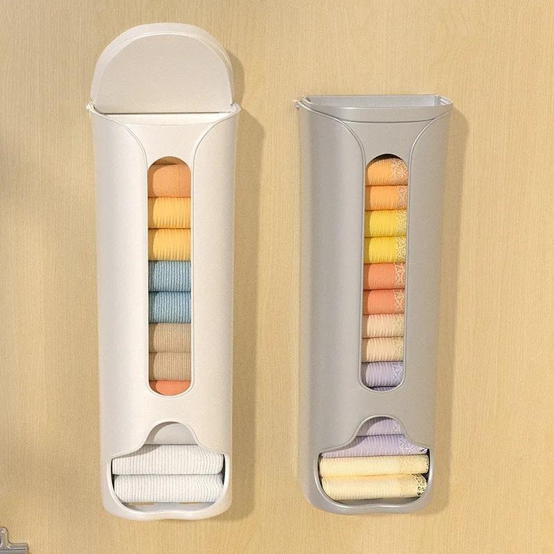 Wall-Mounted Underwear Storage Box Closet Underwear Panties Socks Organizer Self adhesive Home Garbage Bag Dispenser Storage Box