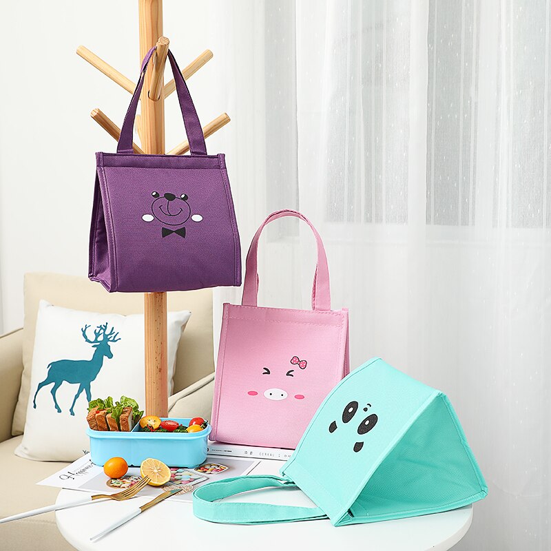 Brivilas cute ping lunch bag cartoon animal velcro cooler bags portable waterproof picnic food thermal box funny kids