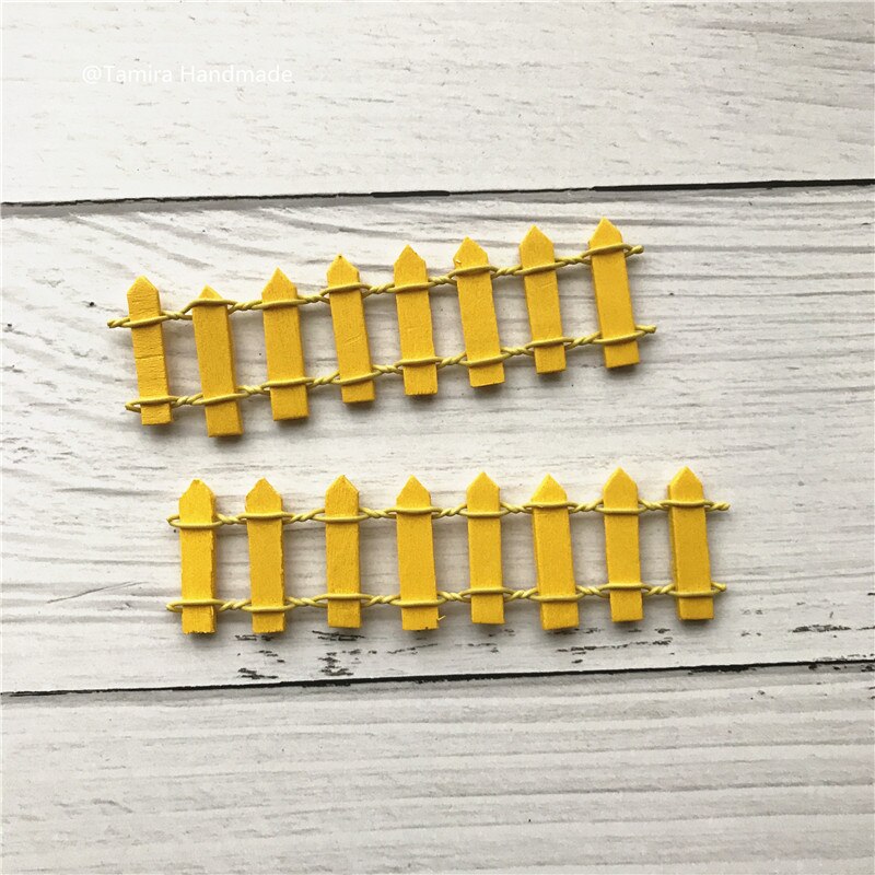 Fatto a mano Fata porta grande regalo per il Capretto in miniatura Magia fatina dei denti porta Succulente miniascape Accessorio Recinto di Legno 6 colori: Yellow Fence